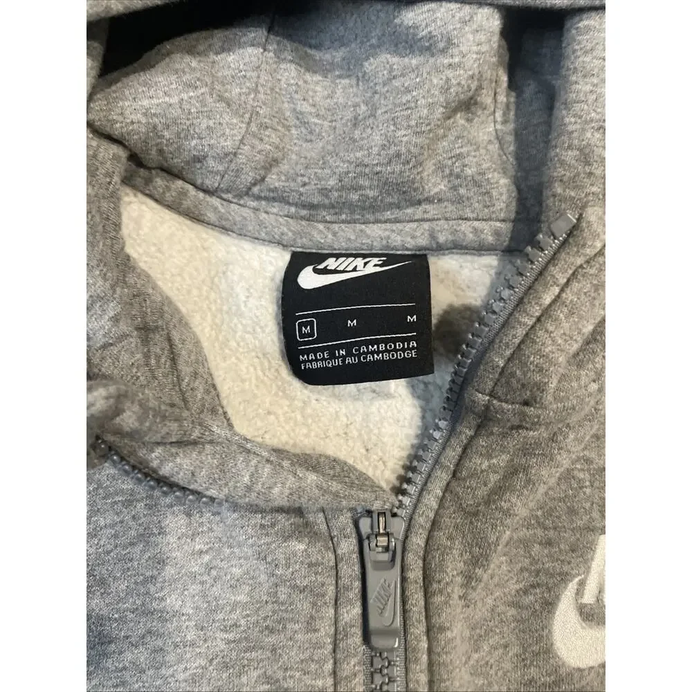Nike Boys Sportswear Full Zip Gray Hoodie Sweatshirt Size Medium
